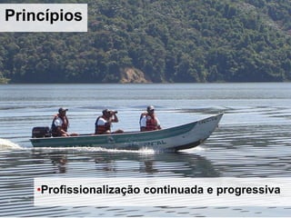 •Profissionalização continuada e progressiva
Princípios
 