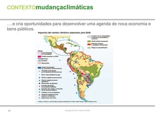 CONTEXTOmudançaclimáticas


….e cria oportunidades para desenvolver uma agenda de nova economia e
bens públicos.




66                         Copyright © 2012 Fundación AVINA
 