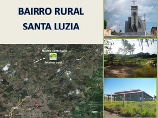 NESTE BAIRRO PRECISA...Posto médicoMercadosFarmáciasLojasLotéricaEscolaParquesCrechesMais casas Mais pessoasE mais...NESTE BAIRRO TEM...CasasAnimaisÁrvoresTrabalhadoresFazendasSítiosBenzedeiraCapelaUsina Gruta de Nossa SenhoraCafezaisEucaliptosCampo de futebolEstradasInsetosE muito mais...(Jeová, Leandro e Paulo)
