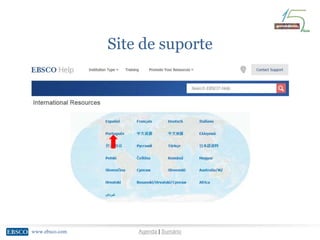 www.ebsco.comwww.ebsco.com Agenda | Sumário
Site de suporte
 
