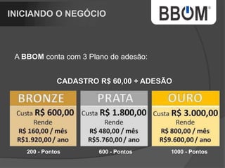 NOVA SEDE
A nova sede da BBOM é um prédio próprio, de esquina,
com 3 andares mais de 1.500 m2, possuirá auditório, sala
VIP, garagem para 50 carros e muito mais.
 