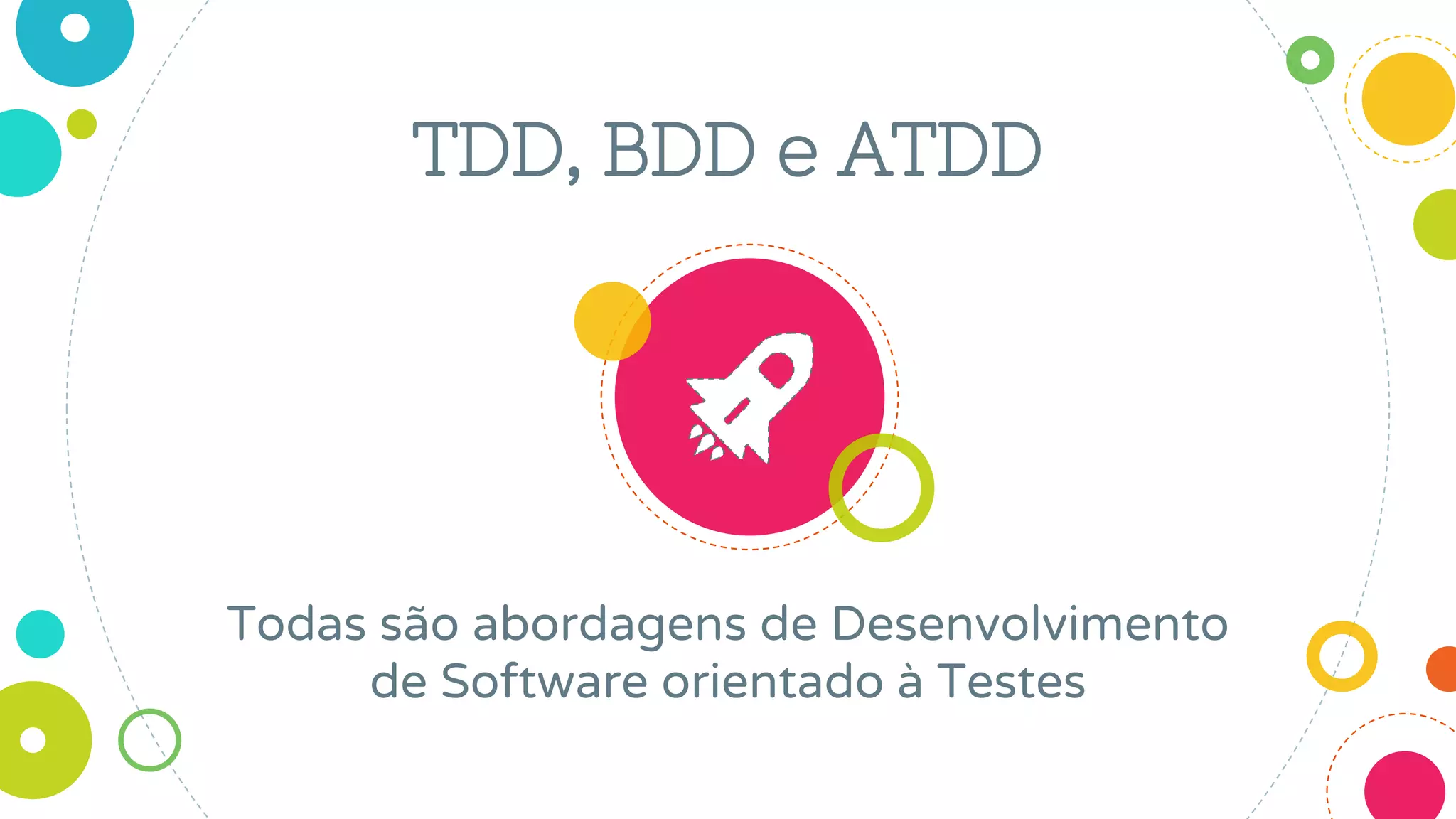 TDD, BDD e ATDD
Todas são abordagens de Desenvolvimento
de Software orientado à Testes
 