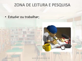ZONA DE LEITURA E PESQUISA
BE/CRE EB Dr.JOÃO ROCHA - PAI
• Estudar ou trabalhar;
2021/2022
 
