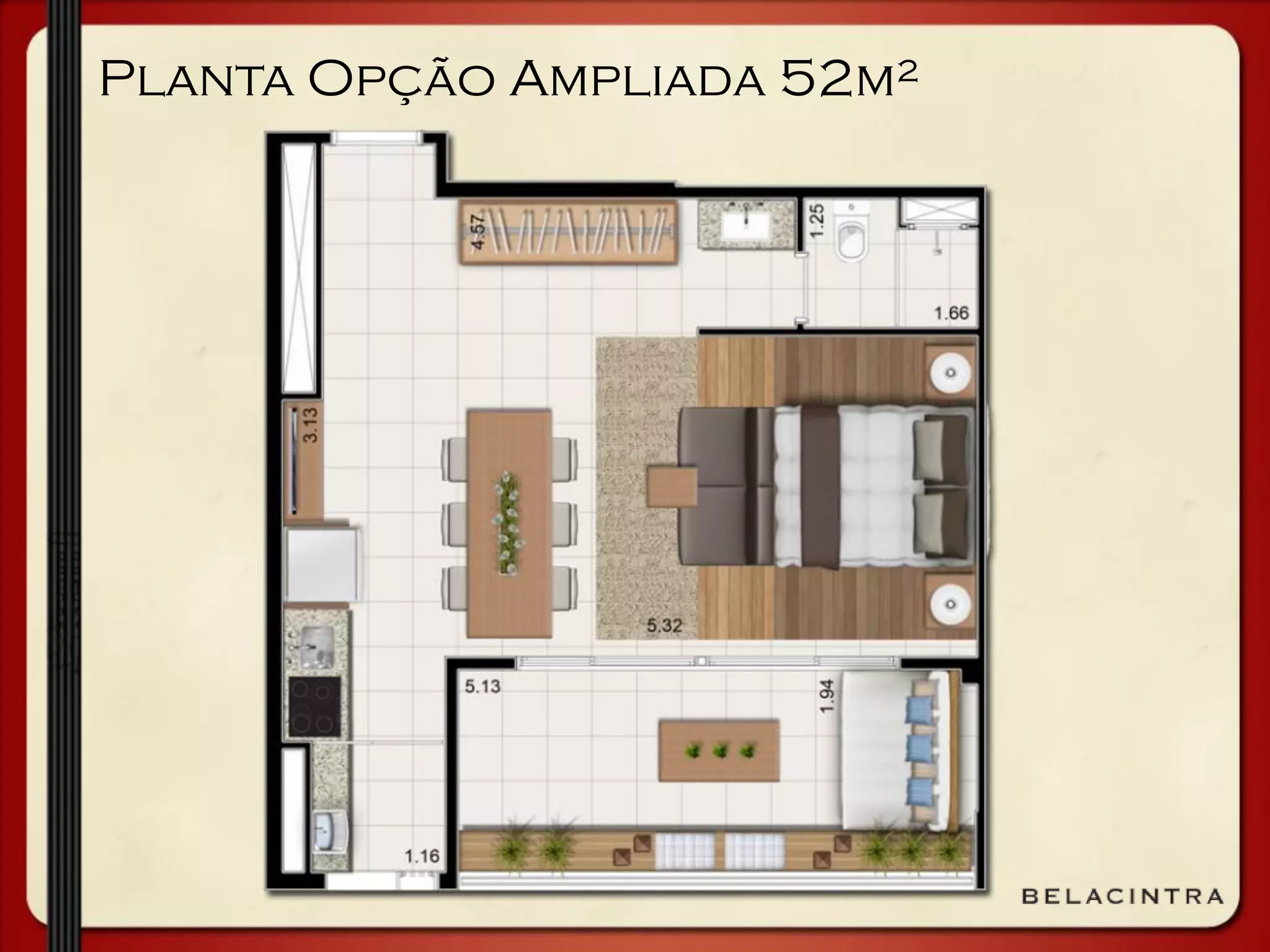 Planta Opção Ampliada 52m²
 