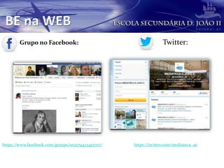 Grupo no Facebook: Twitter:
https://www.facebook.com/groups/100279423412707/ https://twitter.com/mediateca_ae
 