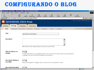 Comfigurando o Blog 