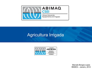 Agricultura Irrigada




                       Marcelo Borges Lopes
                       BNDES – Janeiro, 2012
 
