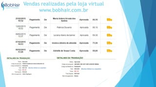 Vendas realizadas pela loja virtual
www.bobhair.com.br
 