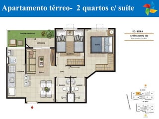 Apartamento térreo- 2 quartos c/ suíte
 