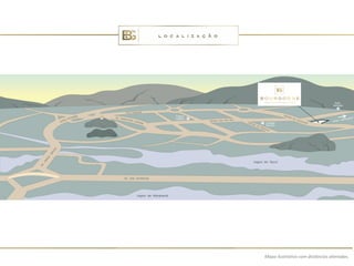 Mapa ilustrativo com distâncias alteradas.
 