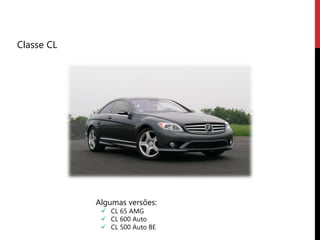 Classe CL




            Algumas versões:
              CL 65 AMG
              CL 600 Auto
              CL 500 Auto BE
 