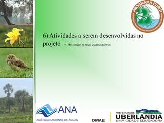 6) Atividades a serem desenvolvidas no
projeto - As metas e seus quantitativos
 