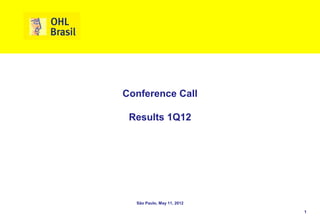 Conference Call

 Results 1Q12




  São Paulo, May 11, 2012

                            1
 