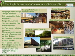 Av Celso Garcia – Ampla oferta de infraestrutura de comércio e serviços .Pq Edu ChavesMandaquiVila MedeirosAv. Marginal TietêVila Guilherme AltaPte Vila guilhermeCasa VerdeSantanaVila Maria AltaCangaíbaRod. DutraCangaíbaVila GuilhermeBaixaVila MariaBaixaPenhaPq  Novo MundoPte Vila MariaPenhaBom RetiroBarra FundaPariVila MatildeVila MatildeSanta CecíliaBelémTatuapéRepúblicaBrasHigienópolisAlto da MoocaSéVila CarrãoVila CarrãoConsolaçãoJd. Anália FrancoAv. Celso GarciaBela VistaLiberdadeCambuciVila FormosaMoocaVila FormosaÁgua RasaAclimaçãoVl. MonumentoAricanduvaVila EmaIpirangaFacilidade de acesso e Infraestrutura - Raio de 1 KmAricanduvaVila MarianaVila PrudenteIbirapueraTamanduateíChácara KlabinSão Lucas