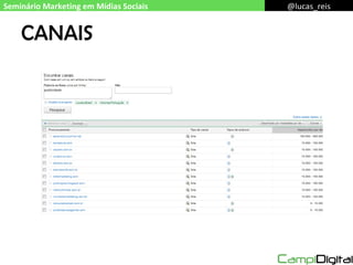 CANAIS Seminário Marketing em Mídias Sociais @lucas_reis 