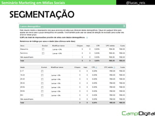 SEGMENTAÇÃO Seminário Marketing em Mídias Sociais @lucas_reis 
