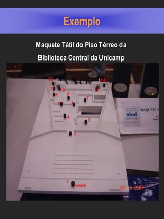 Exemplo

Maquete Tátil do Piso Térreo da
Biblioteca Central da Unicamp
 