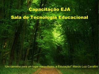 Capacitação EJA
     Sala de Tecnologia Educacional




“Um caminho para um lugar maravilhoso, a Educação!” Márcio Luiz Cavallini
 
