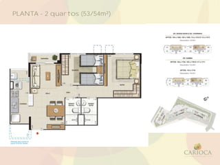 PLANTA - 2 quartos (53/54m²)
 