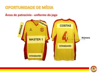 Áreas de patrocínio - uniforme do jogo
COSTAS

Número

MASTER 1
STANDARD

STANDARD

 