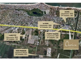 LA VISTA
Lançamento: 2006
Nº Unidades: 242
PUERTO MADERO
Lançamento: 2007
Nº Unidades: 228
CONCETTO
Lançamento: 2012
Nº Unidades: 258
ALOHA
Lançamento: 2010
Nº Unidades: 168
PARK PREMIUM
Lançamento: 2012/13
Nº Unidades: 474
 