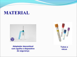 Adaptador descartável
com agulha e dispositivo
de segurança
Tubos a
vácuo
 