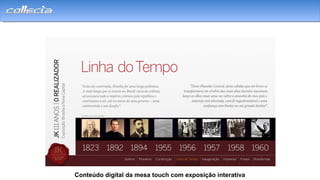 Conteúdo digital da mesa touch com exposição interativa
 