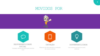 5
MOVIDOS POR
RESPONSABILIDADE
SOCIAL
Emprego e Renda para população litorânea
local .
INOVAÇÃO
Máquinas de última geração na produção
dos nossos produtos
SUSTENTABILIDADE
Uma empresa que pensa no meio
ambiente
 