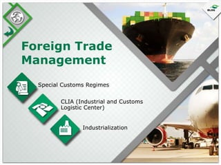 Foreign Trade
Management
Special Customs Regimes
CLIA (Industrial and Customs
Logistic Center)
Industrialization

 