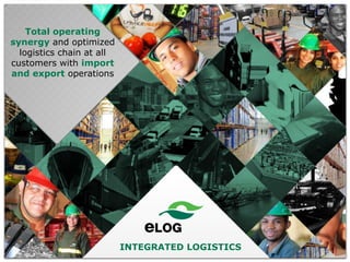 Total operating
synergy and optimized
logistics chain at all
customers with import
and export operations

INTEGRATED LOGISTICS

 