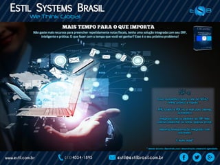 NF-e
Não gaste mais recursos para preencher repetidamente notas fiscais, tenha uma solução integrada com seu ERP,
inteligente e prática. O que fazer com o tempo que você vai ganhar? Esse é o seu próximo problema!
 