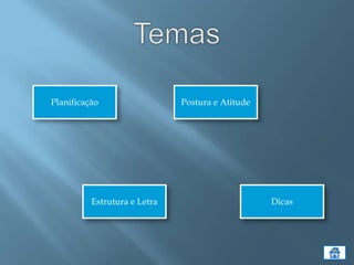 Planificação Postura e Atitude
Estrutura e Letra Dicas
 