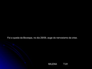 10,2%   Foi a queda da Bovespa, no dia 29/09, auge do nervosismo da crise. MILENA  T.81 