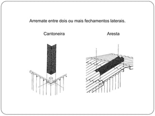 Arremate entre dois ou mais fechamentos laterais.

       Cantoneira                      Aresta
 