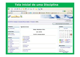 Tela inicial de uma Disciplina
 