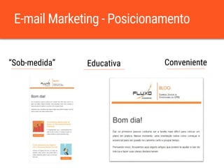 E-mail Marketing - Posicionamento
“Sob-medida” Educativa Conveniente
 