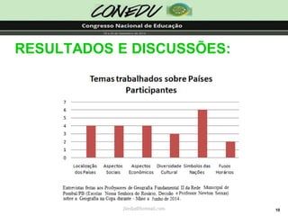 10 
RESULTADOS E DISCUSSÕES: 
jliedja@hotmail.comjliedja@hotmail.com  