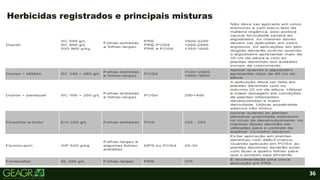 36
• Tópicos, subtópicos e corpos de textos.
Herbicidas registrados e principais misturas
 