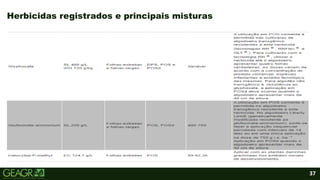 37
• Tópicos, subtópicos e corpos de textos.
Herbicidas registrados e principais misturas
 