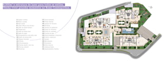 8.000m 2 e estrutura de lazer para todos os estilos.
Venha viver grandes momentos no Rossi Cosmopolitan.
                                                                                                                                                                           31

                                                                                                                                                            32                       32
                                                                                                                                                                                                          28
                                                                                                                                                                                 27
                                                                                                                                                             12
                                                                                                                                                                      03
                                                                                                                                                                                29              23
                                                                                                                   32
                                                                                                        32                        32
          1) Espaço Leitura                17) Deck molhado
                                                                                                                                                                                           13
          2) Music Lounge                  18) Praça central
          3) Hall social                   19) Acesso de veículos                                            02
          4) Cyber Office com terraço      20) Portaria                                                                 03
                                                                                                                                  04
                                                                                              01
          5) Salão de festas adulto        21) Acesso de pedestres
          6) Playground                    22) Praça do encontro          19
                                                                                                                                                                 17             15
                                                                                                                                                  16
          7) Salão de festas teen          23) Praça do carteado
                                                                                                        18                                                             14
                                                                          21
          8) Salão de jogos                24) Central de gás                  20                                                                                                                              25

          9) Brinquedoteca com baby care   25) Estacionamento comercial
          10) Salão de festas kids         26) Centro comercial                                               05                                                 03        11
                                                                                                                                                                                          03
          11) Espaço Gourmet               27) Sauna                                22   03                                  03         06

          12) Fitness                      28) Miniquadra                                                                                    25
                                                                                                                                                       26
          13) Churrasqueira                29) Vestiários                                          08                   09
                                                                                                                                   10                                      26
                                                                                                                                                                                                     26
                                                                               07
          14) Piscina adulto com raia      30) Área técnica
          15) Piscina infantil             31) Administração
          16) Solarium                     32) Apartamentos Garden
 