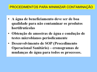 PROCEDIMENTOS PARA MINIMIZAR CONTAMINAÇÃO
 