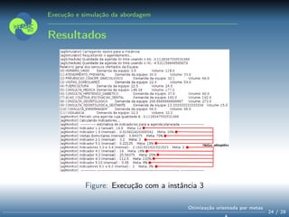 Execução e simulação da abordagem
Resultados
Figure: Execução com a instância 3
24 / 28
Otimização orientada por metas
 