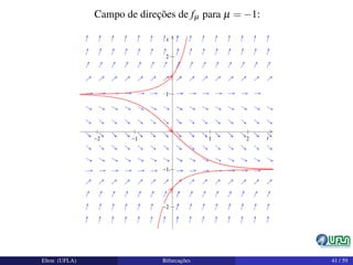 Campo de direções de fµ para µ = −1:
Elton (UFLA) Bifurcações 41 / 59
 