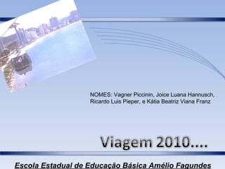 NOMES: Vagner Piccinin, Joice Luana Hannusch, Ricardo Luis Pieper, e Kátia Beatriz Viana Franz 