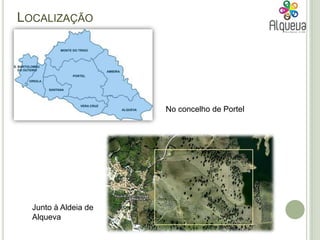 Localização No concelho de Portel Junto à Aldeia de Alqueva 