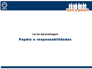 Lei de Aprendizagem Papéis e responsabilidades 
