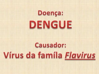 Doença:DENGUECausador:Vírus da famílaFlavirus
