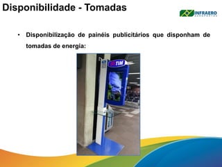 Disponibilidade - Tomadas
• Disponibilização de painéis publicitários que disponham de
tomadas de energia:
 