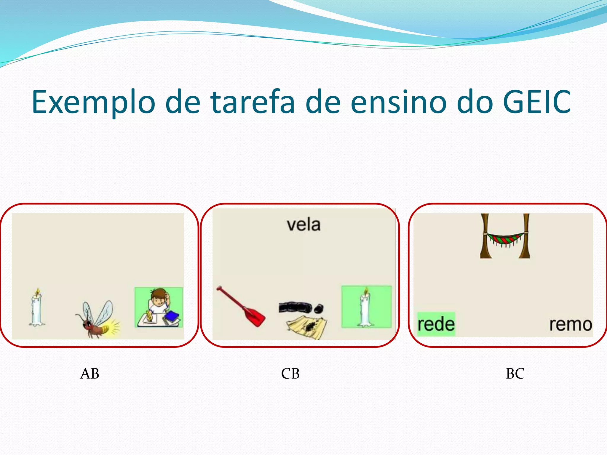 Exemplo de tarefa de ensino do GEIC
AB CB BC
 
