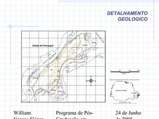 William Programa de Pós- 24 de Junho
0 500 1000 1500
Meters
ESTADO DO PARANÁ
Curitiba
Paranaguá
CONVENÇÕES
MAPA GEOLÓGICO DA
ILHA DOS VALADARES (PARANAGUÁ,PR)
Projeção Universal Transversa de Mercator
Datum Horizontal: Córrego Alegre - MG
Origem da Quilometragem UTM: Equador e Meridiano 51W GR
1:30000
Modificado Angulo (1992)
Fonte: Fotografias Aéreas Esc. 1:5000 Ano: 1997
Cartografia Digital
R
io
Itiberê
Rio Dos C orreias
C
analda
Cotin
Cidade de ParanaguáCidade de Paranaguá
QHmg
QHmg
Qm
QHmo
QHmg
QHmo
749000
749000
749500
749500
750000
750000
750500
750500
751000
751000
751500
751500
752000
752000
752500
752500
753000
753000
7172000
7172000
7172500
7172500
7173000
7173000
7173500
7173500
7174000
7174000
7174500
7174500
7175000
7175000
N
EW
S
QHmg
QHmo
Qm
Corpo de Àgua
Curvas de Nível
Rios
Contato
ESTRATIGRÁFICAS
CENOZÓICO
QUATERNÁRIO
Holoceno
Manguezais, Sedimentos siltico-argilosos
Pleistoceno
Sedimentos Paleoestuarinos, areias argilosas,
areias siltosas e silte argilo-arenoso
Planície Costeira com Cordões Litorâneos, areias
finas e muito finas, moderada a muito bem
selecionadas
TOPOGRÁFICAS
DETALHAMENTO
GEOLOGICO
 